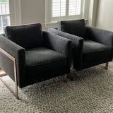 Single Lexington Club Chair In Dark Grey/Black Boucle Fabric 32"W x 33"D x 32"Tall to top of pillow