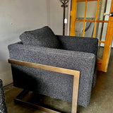 Single Lexington Club Chair In Dark Grey/Black Boucle Fabric 32"W x 33"D x 32"Tall to top of pillow