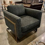 Single Lexington Club Chair In Dark Grey/Black Boucle Fabric 32"W x 33"D x 32"Tall to top of pillow