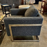 Single Lexington Club Chair In Dark Grey/Black Boucle Fabric 32"W x 33"D x 32"Tall to top of pillow
