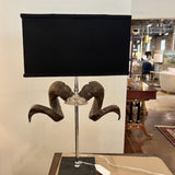 PAIR Of Barbara Cosgrove Ram Horn Lamps 29" to Finial x 16.5"W