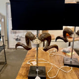 PAIR Of Barbara Cosgrove Ram Horn Lamps 29" to Finial x 16.5"W