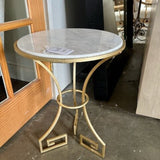 Ethan Allen Marble Top Accent Table 16"Diam x 22"T