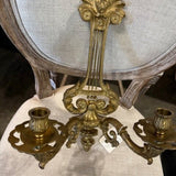 Pair Vintage French Candle Sconces 15.5"T x 11.5"W x 7.5"D