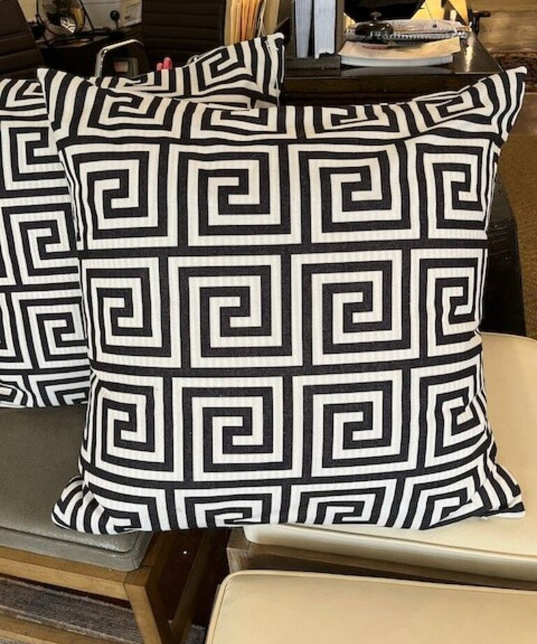 Pair Of Custom Greek Key Pillows 24" x 24"
