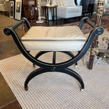 Baker Furniture Regency Stool With Leather Seat 26"W x 16.5"D x 22.5"T
