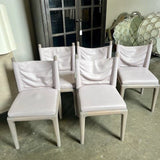 Set Of Five Wood And Leather Dining Chairs 17.5"W x 17.5"D x 32"T