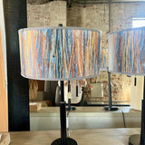 Pair of Bronze Fininsh Lamps w/ Multi Color Shades 26" T