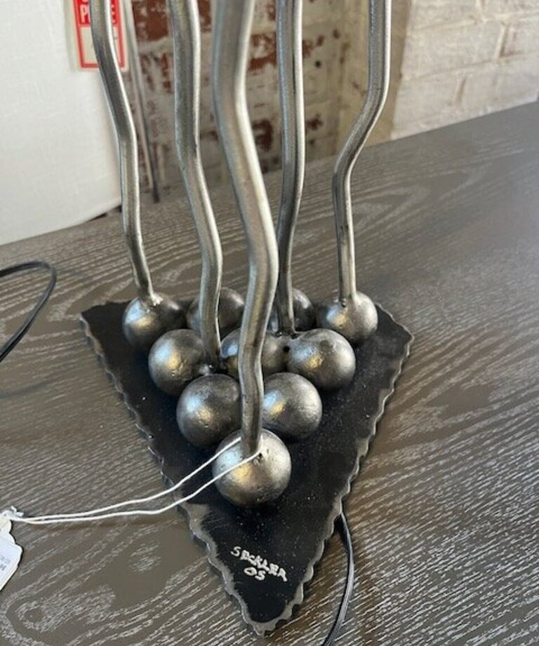 Signed Bronze Lamp, Seckler '05 w/ Custom Shade