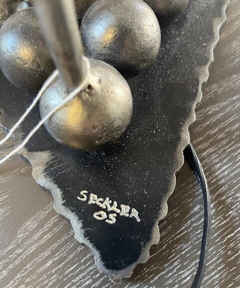 Signed Bronze Lamp, Seckler '05 w/ Custom Shade