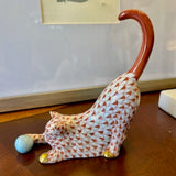 Herend Handcrafted And Painted Fine Porcelain Cat With Ball