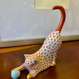 Herend Handcrafted And Painted Fine Porcelain Cat With Ball