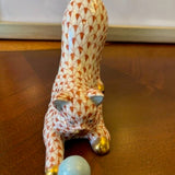Herend Handcrafted And Painted Fine Porcelain Cat With Ball