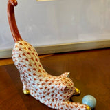 Herend Handcrafted And Painted Fine Porcelain Cat With Ball