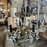 Small Antique French Style Brass And Crystal Chandelier 14"T x 20"W