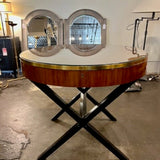 Hendredon Ralph Lauren Occasional Table In Mahogany/Brass Trim/Glass Top 36"H x 29.75"Diam