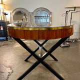 Hendredon Ralph Lauren Occasional Table In Mahogany/Brass Trim/Glass Top 36"H x 29.75"Diam