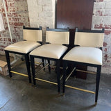 Set Of Three Arteriors Leather Counter Stools 19"W x 19.5"D x 35.5"H