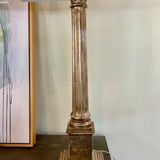 Pair Of Gold Column Lamps 34"To Finial Shade 14.5"L x 11.5"T