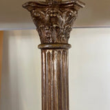Pair Of Gold Column Lamps 34"To Finial Shade 14.5"L x 11.5"T