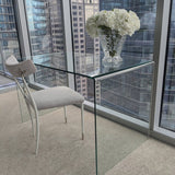 Contemporary Glass Waterfall Desk 47"W x 27.5"D x 30"H