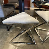 Contemporary Triangle Ottoman With Chrome 20" x 20" x 19"T