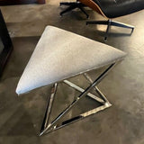 Contemporary Triangle Ottoman With Chrome 20" x 20" x 19"T