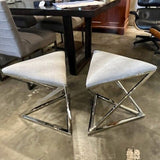 Contemporary Triangle Ottoman With Chrome 20" x 20" x 19"T