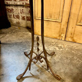 French Table With Vintage Iron Base And Stone Top 18"Diam x 22.5"T