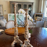 Pair of Carved Candlesticks 27" T & 23" T