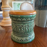 German Pipe Tobacco Canister With Wood Lid 5" T