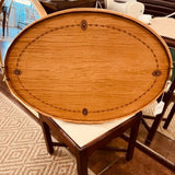 Large Oval Satin Wood Trey handpainted design 1919 - 1920's 1.5 " D x 20.75 " W x 31.5' L