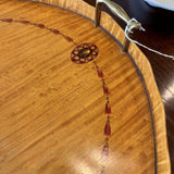 Large Oval Satin Wood Trey handpainted design 1919 - 1920's 1.5 " D x 20.75 " W x 31.5' L