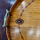 Large Oval Satin Wood Trey handpainted design 1919 - 1920's 1.5 " D x 20.75 " W x 31.5' L