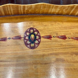 Large Oval Satin Wood Trey handpainted design 1919 - 1920's 1.5 " D x 20.75 " W x 31.5' L