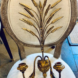 Gold Gilded Wheat Tole Sconces made in Italy circa 1920 9.6" W x 6.5"Dx 18"L