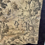 Antique Tapestry on Carved Wood Hanger 66"W Rod/ Tapestry 45" W x 32"T