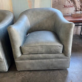 Hooker Remi Swivel Grey/Blue Leather Chair 31"W X 34"D X 34"T
