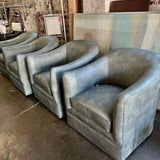 Hooker Remi Swivel Grey/Blue Leather Chair 31"W X 34"D X 34"T