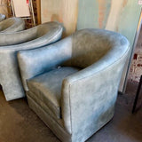 Hooker Remi Swivel Grey/Blue Leather Chair 31"W X 34"D X 34"T