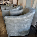 Hooker Remi Swivel Grey/Blue Leather Chair 31"W X 34"D X 34"T