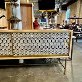 Oly Serena Credenza In Driftwood And Antique Gold 71.75" L x 18"D x 32"H