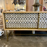 Oly Serena Credenza In Driftwood And Antique Gold 71.75" L x 18"D x 32"H