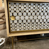 Oly Serena Credenza In Driftwood And Antique Gold 71.75" L x 18"D x 32"H