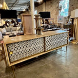 Oly Serena Credenza In Driftwood And Antique Gold 71.75" L x 18"D x 32"H