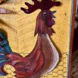 Folk art Metal Rooster Art 18" W x 23"H