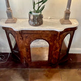 Antique Victorian Burled Wood And Mirror Serpentine Credenza 53"L x 17.5"D x 34"T