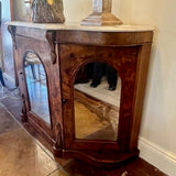 Antique Victorian Burled Wood And Mirror Serpentine Credenza 53"L x 17.5"D x 34"T
