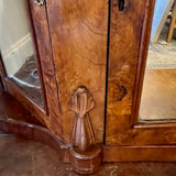 Antique Victorian Burled Wood And Mirror Serpentine Credenza 53"L x 17.5"D x 34"T