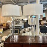 Pair Of Large Robert Abbey Rico Espinet Olinda Glass Lamps 36"T x 19.5" Diam Shade
